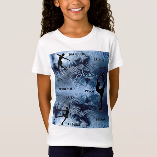 Figure Skating Frozen Typography T_Shirt w Name