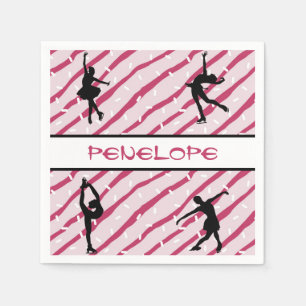 Figure Skating Girl Peppermint Sprinkle Pink Napkins