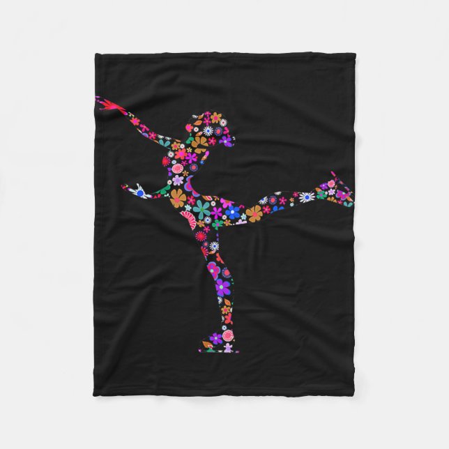 figure skating  girls and women ice skating fleece blanket (Front)