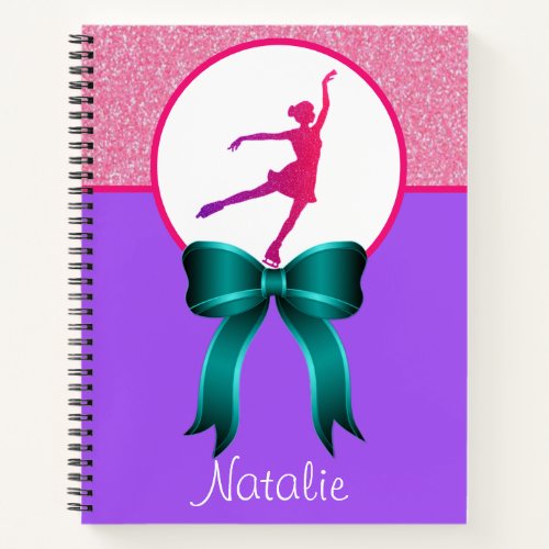 Figure Skating Glitter and Bow Notebook