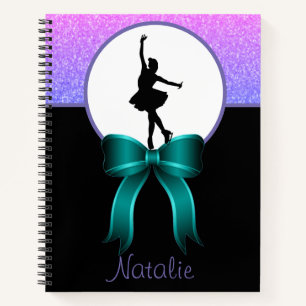 Figure Skating Glitter and Bow Notebook
