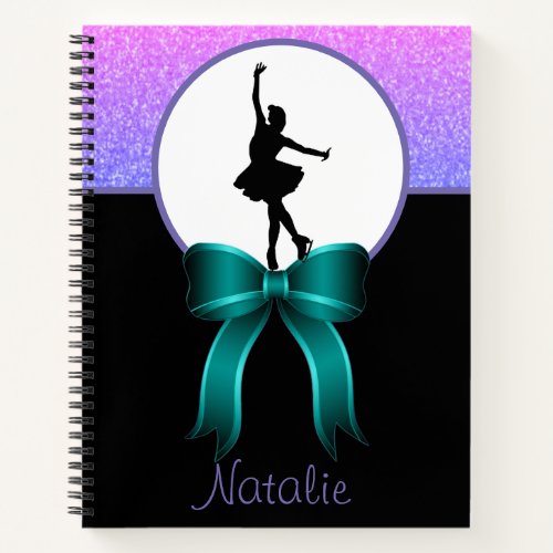 Figure Skating Glitter and Bow Notebook