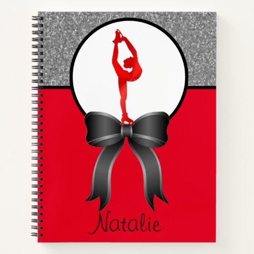 Figure Skating Glitter and Bow Notebook