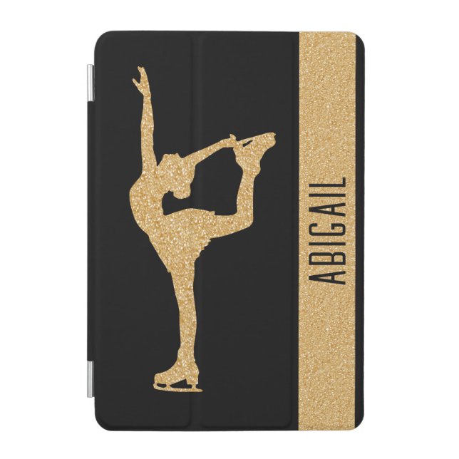 "Figure Skating" gold glitter custom name iPad Mini Cover (Front)