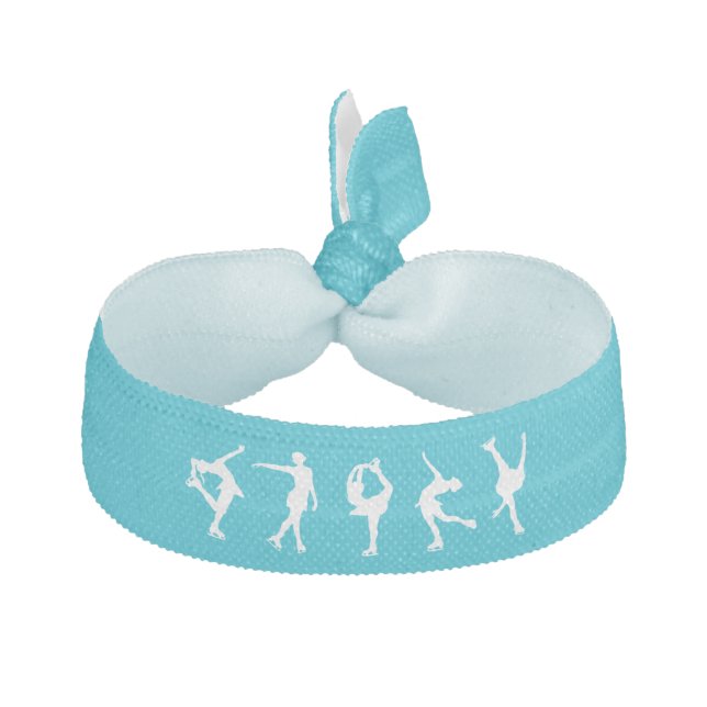 Figure Skating Hair Tie, Pony tail holder, Blue Tie (Front)