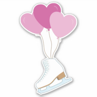 Figure Skating Happy Birthday Balloons Sticker