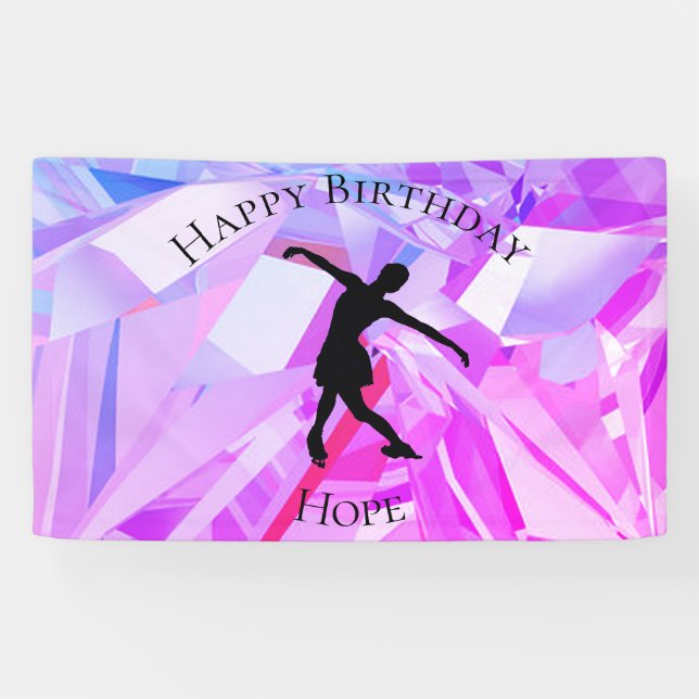Figure Skating Happy Birthday Banner (Horizontal)