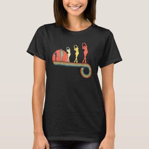 Figure Skating Ice Dance Girl Vintage Sunset Rainb T_Shirt