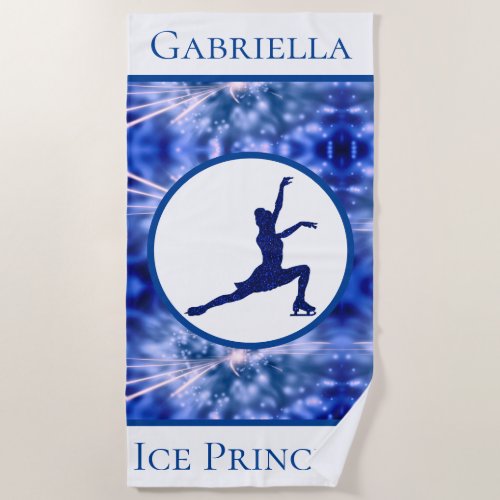 Figure Skating Ice Princess Personalized Beach Towel