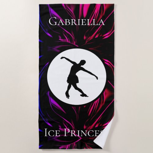 Figure Skating Ice Princess Personalized Beach Towel