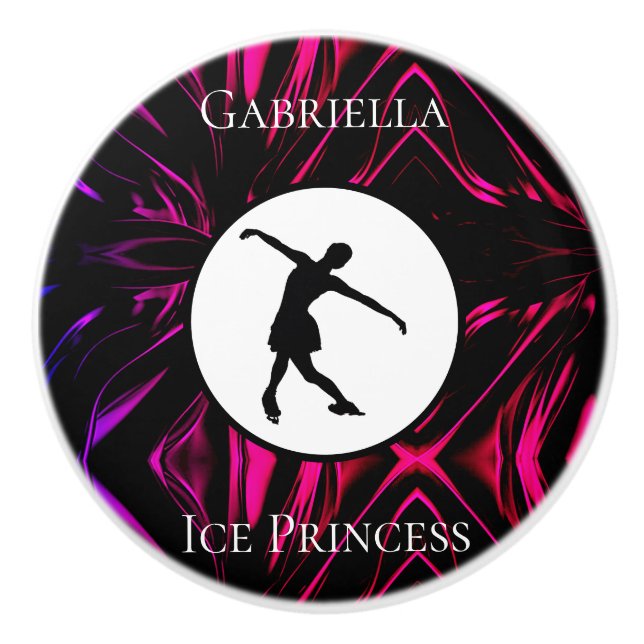 Figure Skating "Ice Princess" Personalized Ceramic Knob (Front)