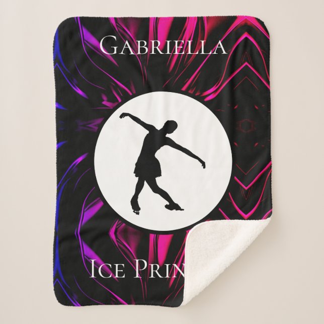 Figure Skating "Ice Princess" Personalized Sherpa Blanket (Front)