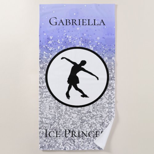 Figure Skating Ice Princess Sparkle Beach Towel