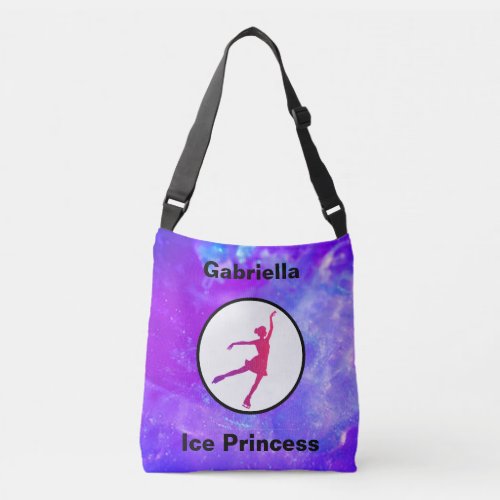 Figure Skating Ice Princess Sparkle Watercolor Crossbody Bag