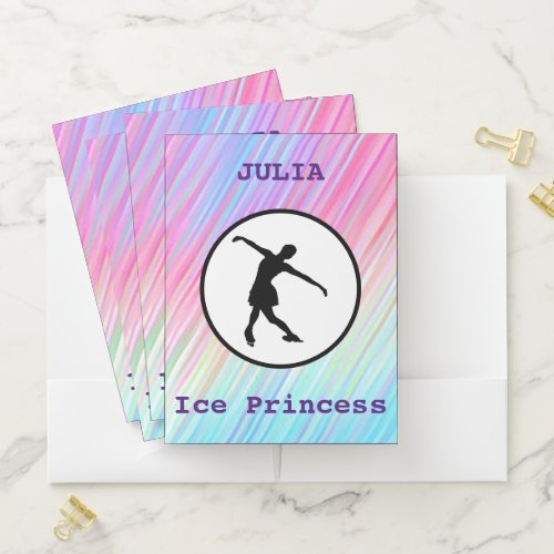 Figure Skating Ice Princess w Name Pocket Folder