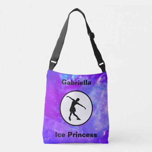 Figure Skating Ice Princess Watercolor Crossbody Bag