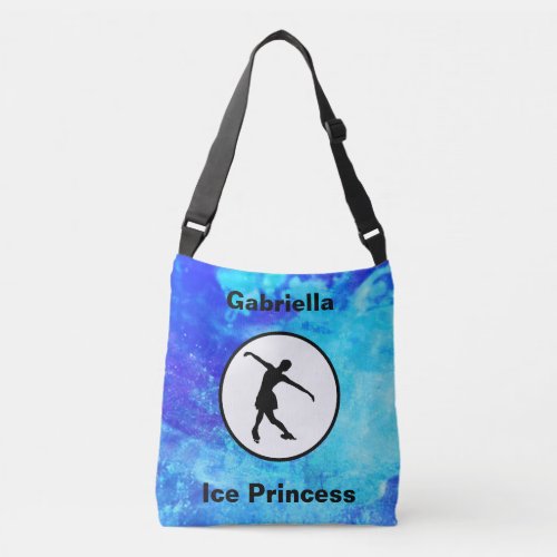 Figure Skating Ice Princess Watercolor Crossbody Bag