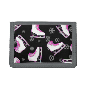 Figure Skating - Ice Skates Black and Pink Tri-fold Wallet