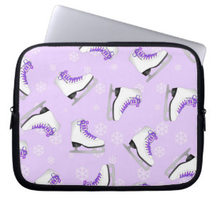 Figure Skating - Ice Skates Purple with Snowflakes Laptop Sleeve