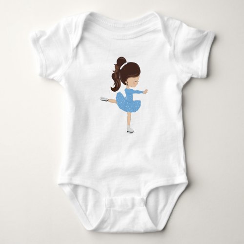 Figure Skating Ice Skating Girl Brown Hair Baby Bodysuit