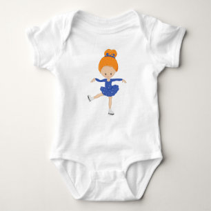 Figure Skating, Ice Skating Girl, Orange Hair Baby Bodysuit