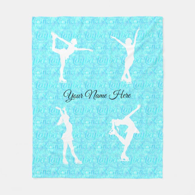 Figure Skating Ice Skating Personalized Throw Fleece Blanket (Front)