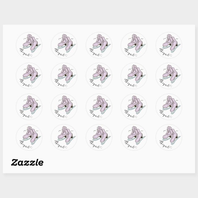 Figure Skating Ice Skating skates custom name Classic Round Sticker (Sheet)