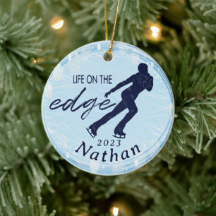 Figure Skating Men Custom Name Photo Ceramic Ornament