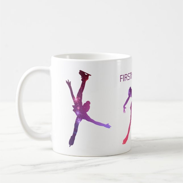 Figure Skating Mug - Pink and Purple star woman (Left)