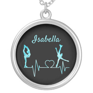 Figure Skating necklace heartbeat frozen blue