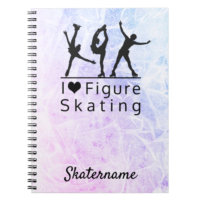 Figure skating notebook - Pink to blue I heart (Front)