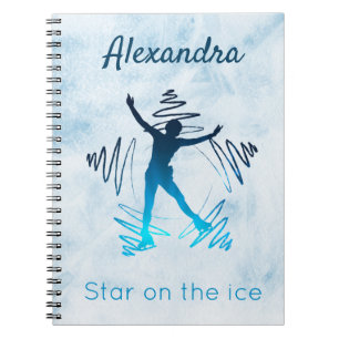 Figure skating notebook star on ice blue