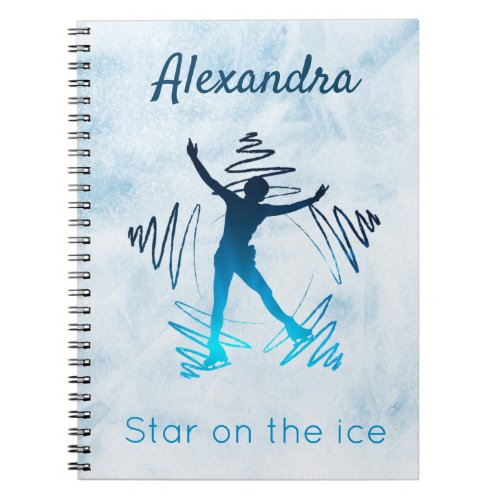 Figure skating notebook star on ice blue