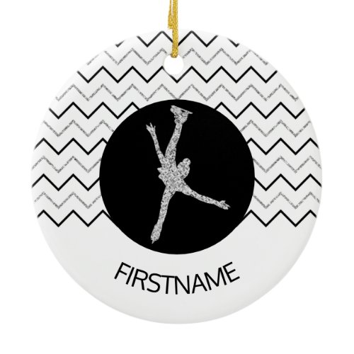 Figure skating ornament - Black silver (female)