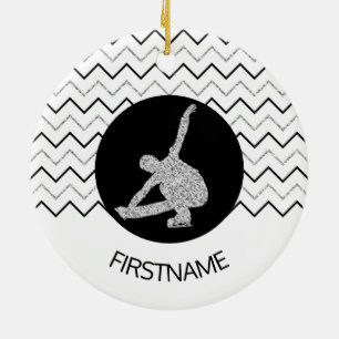 Figure skating ornament - Black silver (male)