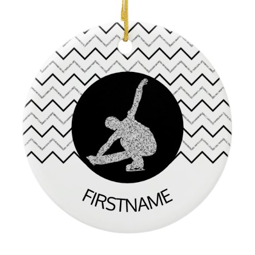 Figure skating ornament - Black silver (male)