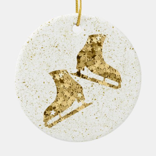 Figure skating ornament _ Gold stars female