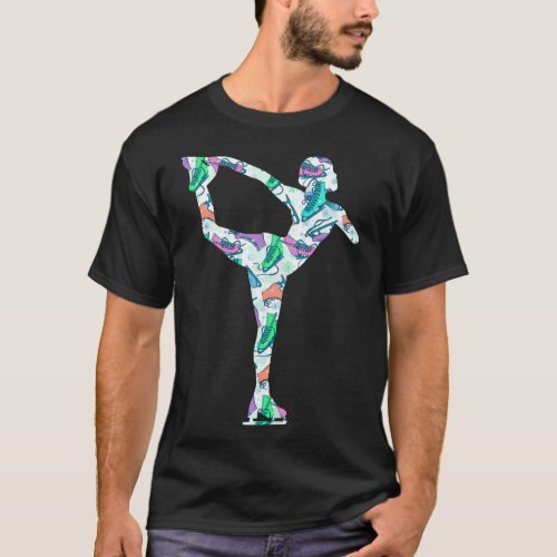 Figure Skating Pattern Silhouette Gift For Girls T_Shirt