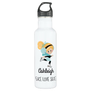 Figure Skating Peace Love Skate Blonde Stainless Steel Water Bottle