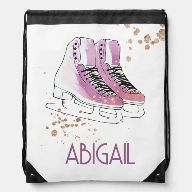 "Figure Skating" Personalized Drawstring Backpack (Front)