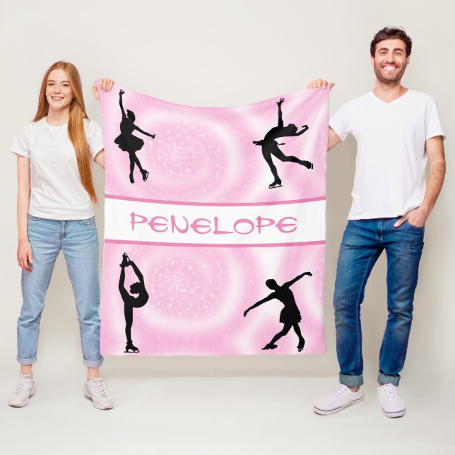 Figure Skating Pink Swirl Fleece Blanket (In Situ)