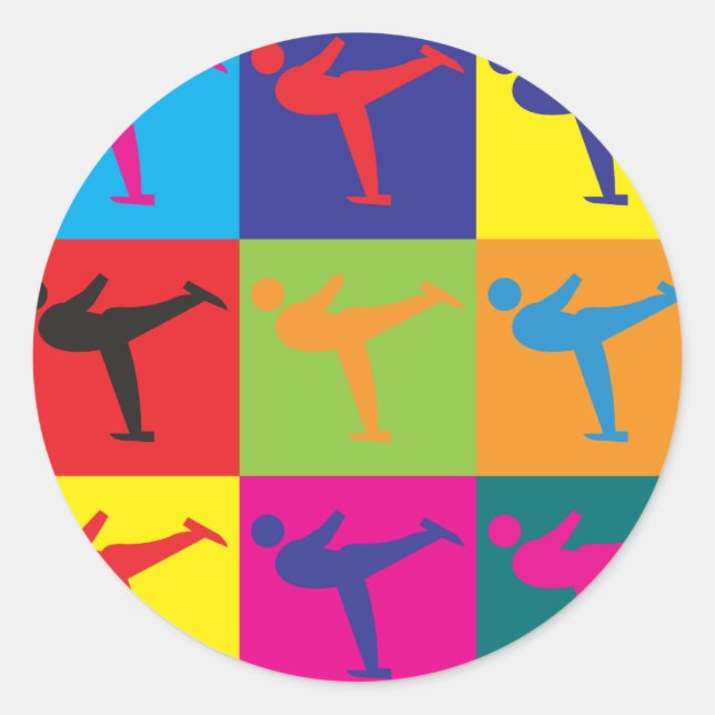 Figure Skating Pop Art Classic Round Sticker (Front)