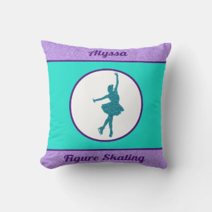 Figure Skating Purple / Turquoise Throw Pillow