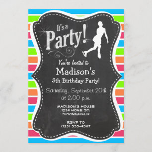 Figure Skating; Retro Neon Rainbow Invitation