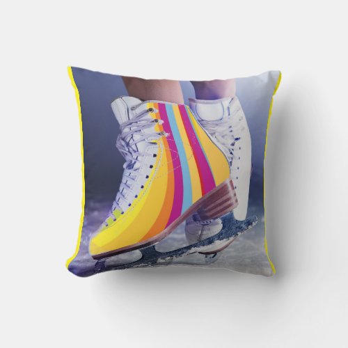Figure skating shoes throw pillow