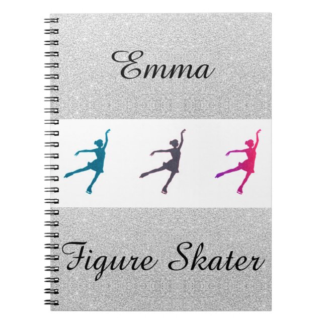 Figure Skating Silver Sparkle Notebook (Front)