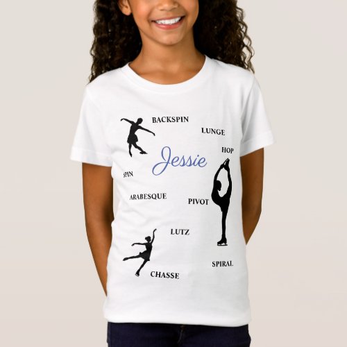 Figure Skating Skills Typography T_Shirt w Name