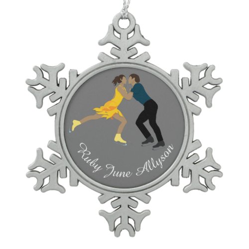 Figure Skating Snowflake Pewter Christmas Ornament