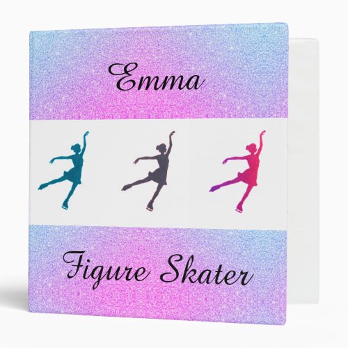 Figure Skating Sparkle 3 Ring Binder