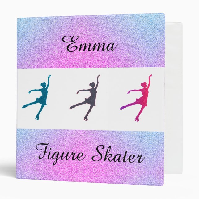 Figure Skating Sparkle 3 Ring Binder (Front/Inside)